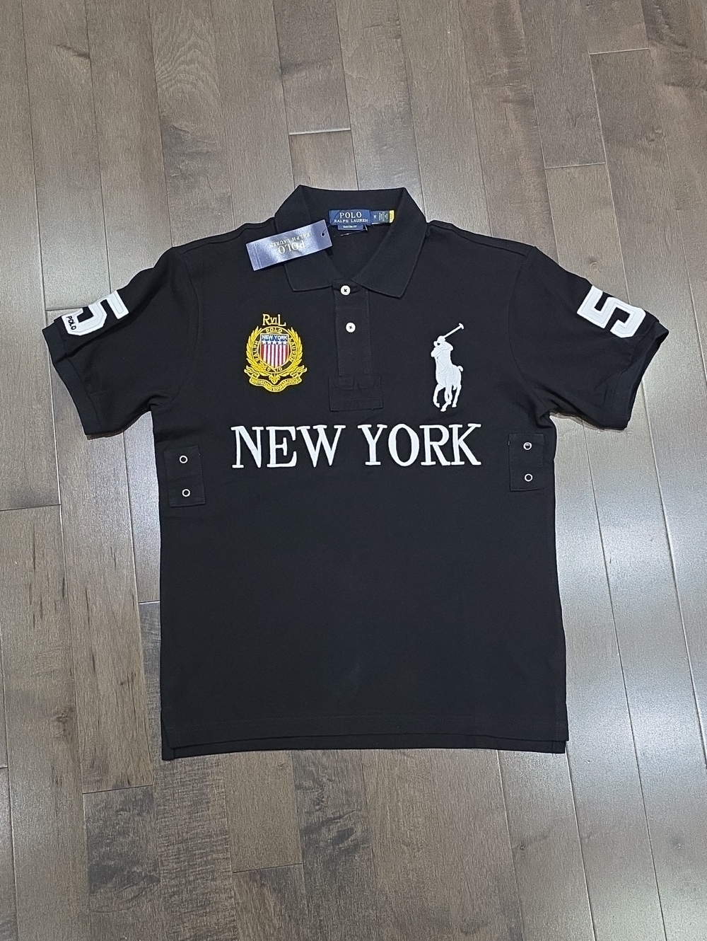 Ralph Lauren Polo Men's Black 'New York' Crest Short-Sleeve Polo